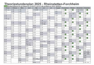 Theoriestundenplan Rheinstetten-Forchheim Fahrschule Frank Dopf, Karlsruhe